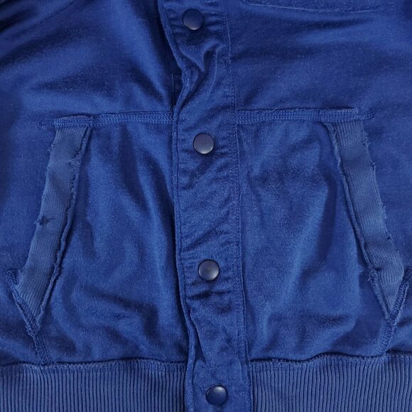 VTG Y2K Abercrombie & Fitch XL Muscle Blue Distressed Hoodie Button Front Jacket - Picture 10 of 16